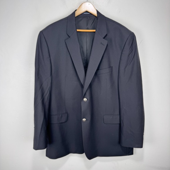 Ralph Lauren Other - RALPH Ralph Lauren Blazer Sport Coat Men 48R Black Silver Buttons Wool Stretch